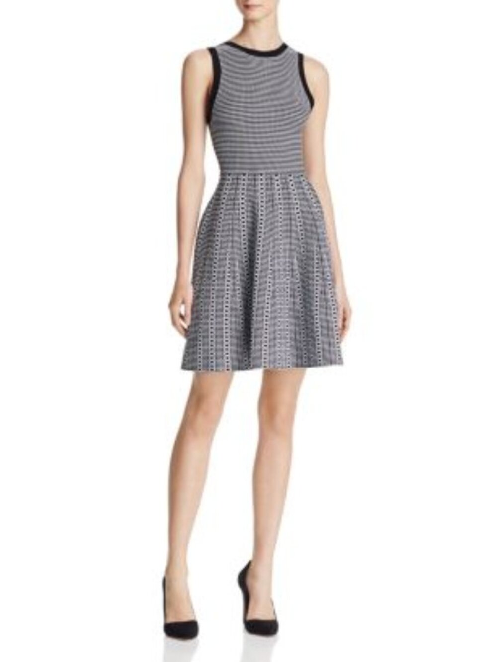 Alice and Olivia Kamilah Textured-Stitch Skater Dress
